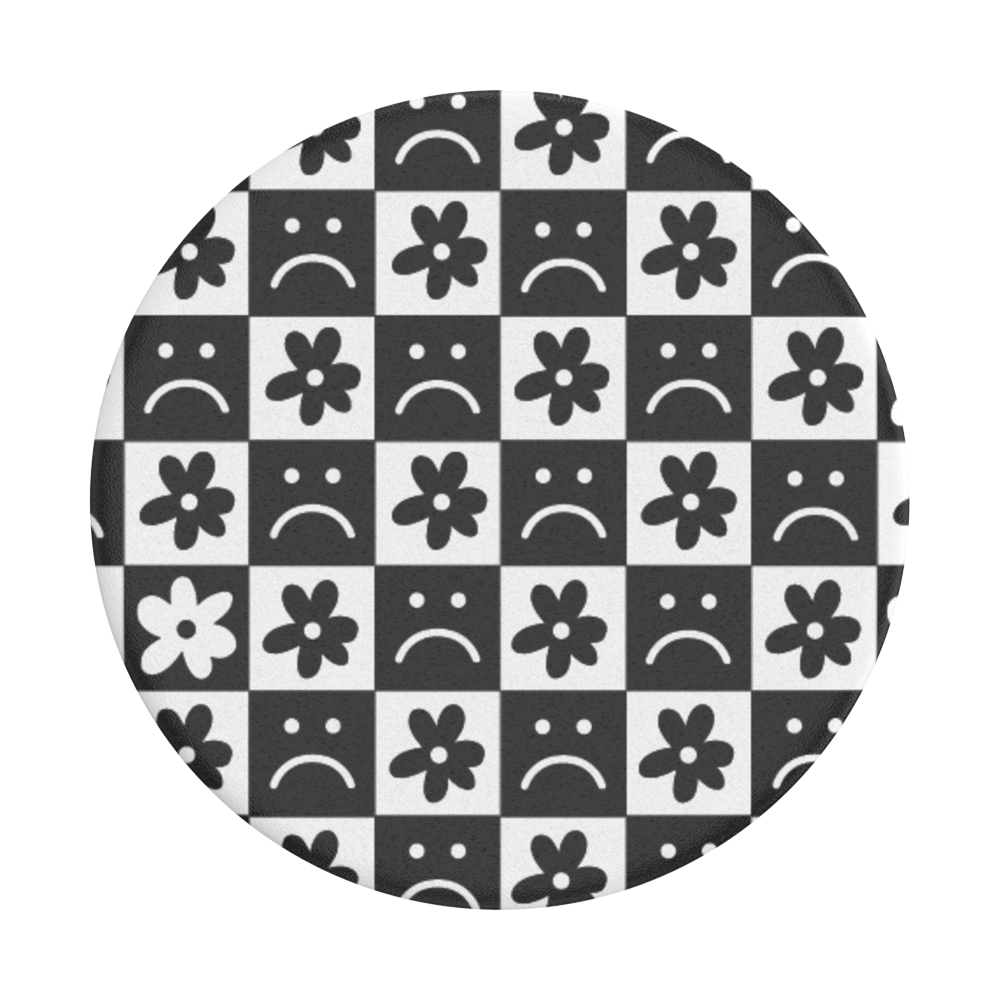 黑白格 Emoji EMO CHECKER B&W, PopSockets