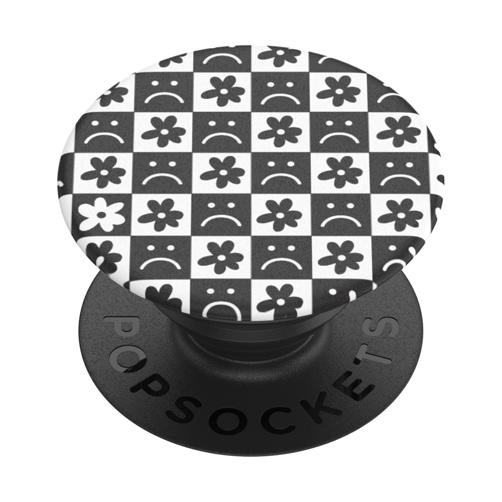 黑白格 Emoji EMO CHECKER B&W, PopSockets